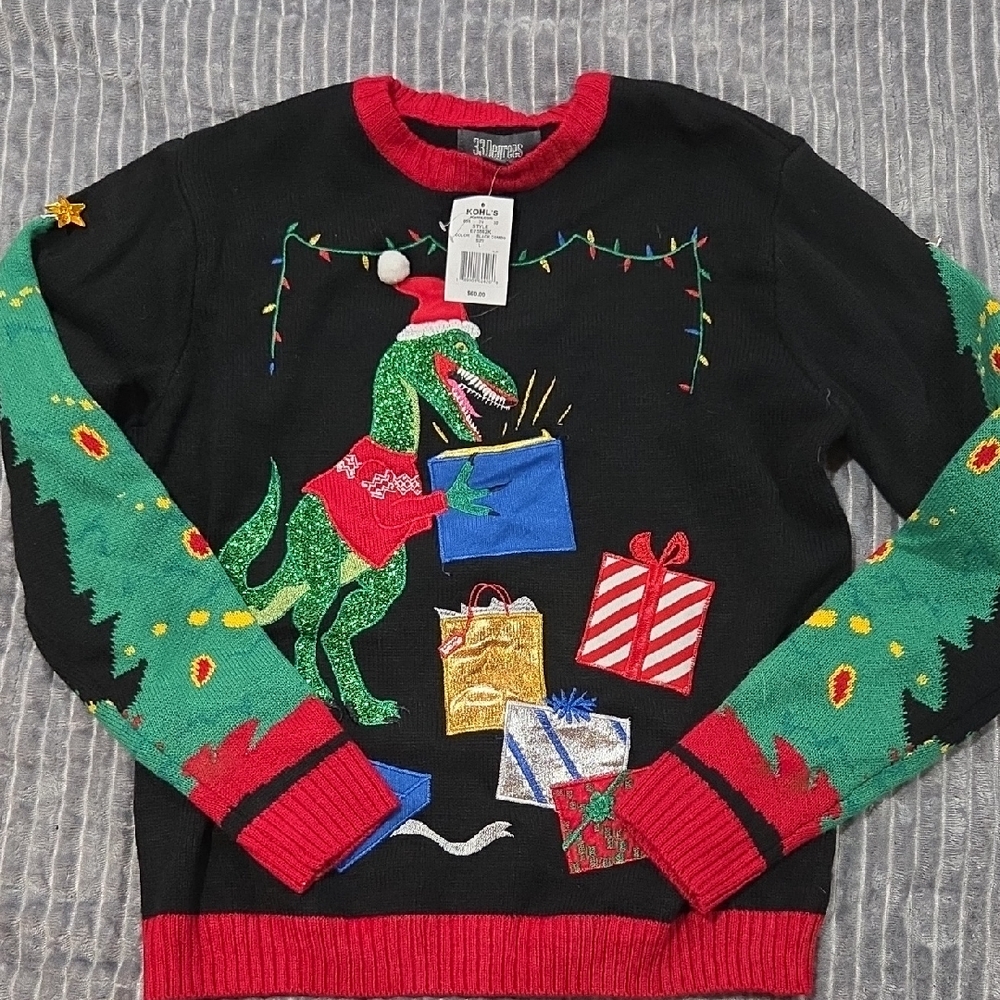 Festive Dinosaur Christmas Sweater